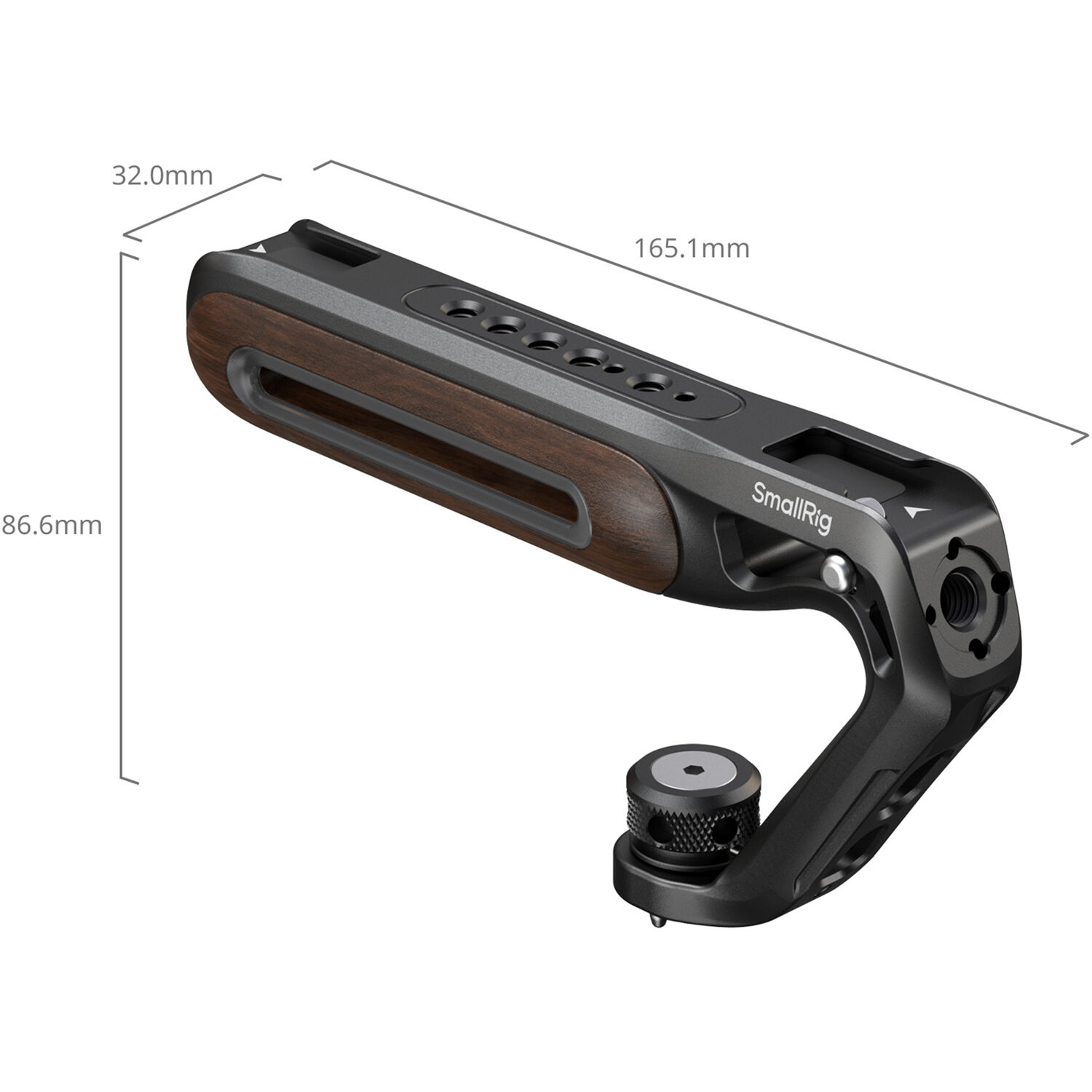 SmallRig Brand Wooden Top Handle with 1/4''-20 and ARRI 3/8''-16 Locating Screw 5252 - Image 2
