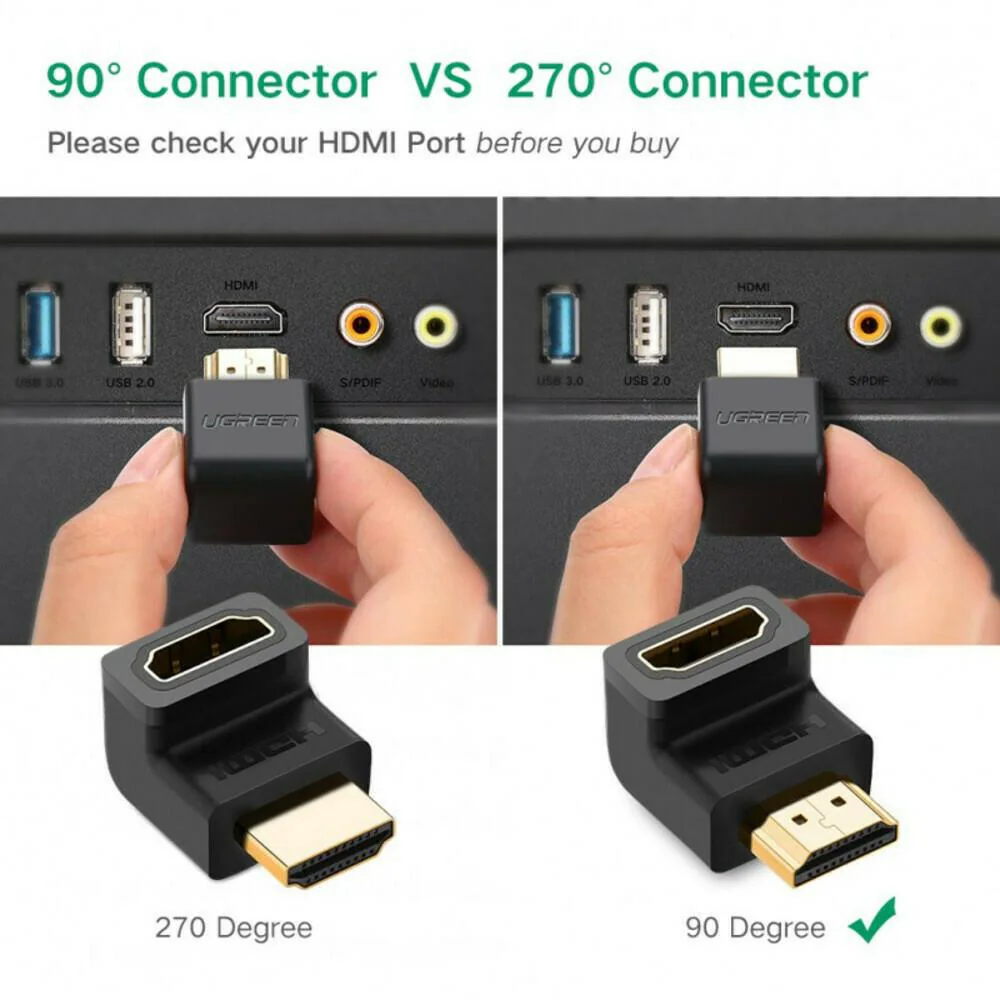UGREEN HD112 HDMI 4K Adapter Male to Female Up-angled-20110 - Image 2