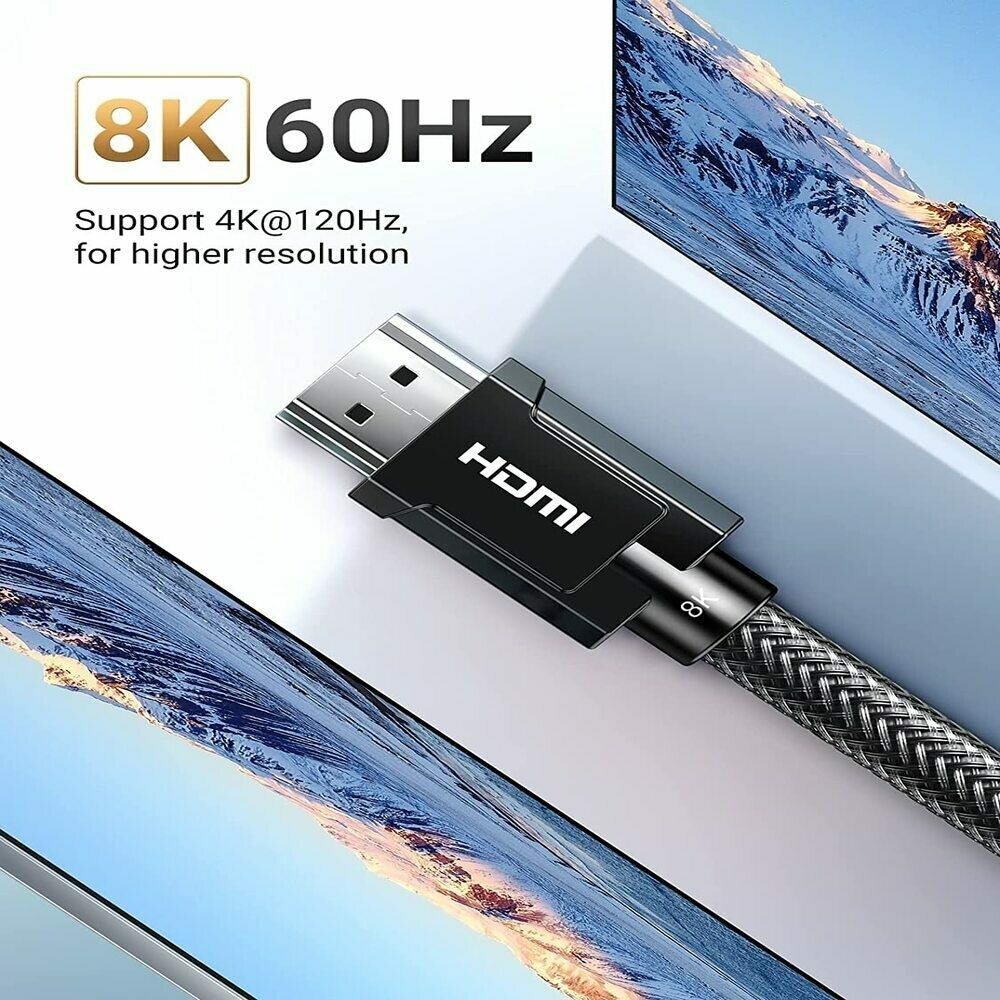 Ugreen HD135 8K HDMI M/M Round Cable with Braided 2m (Gray)-70321 - Image 2