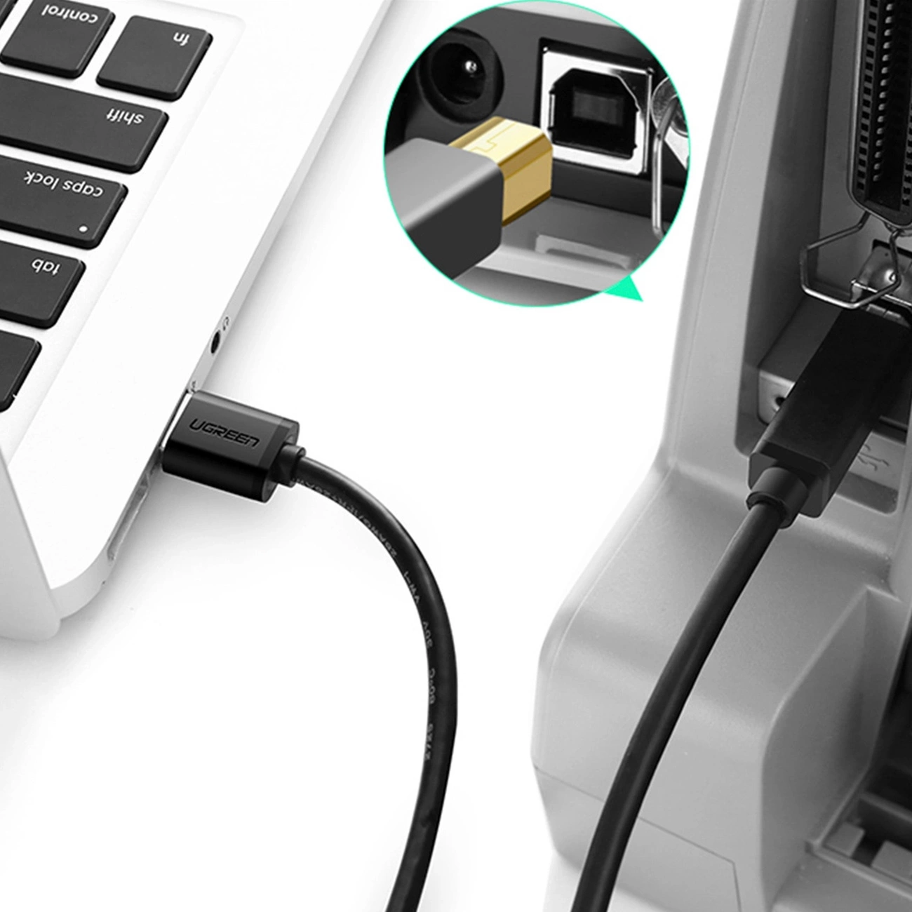UGREEN US210 USB 3.0 AM to BM Print Cable 1m (Black)-30753 - Image 2