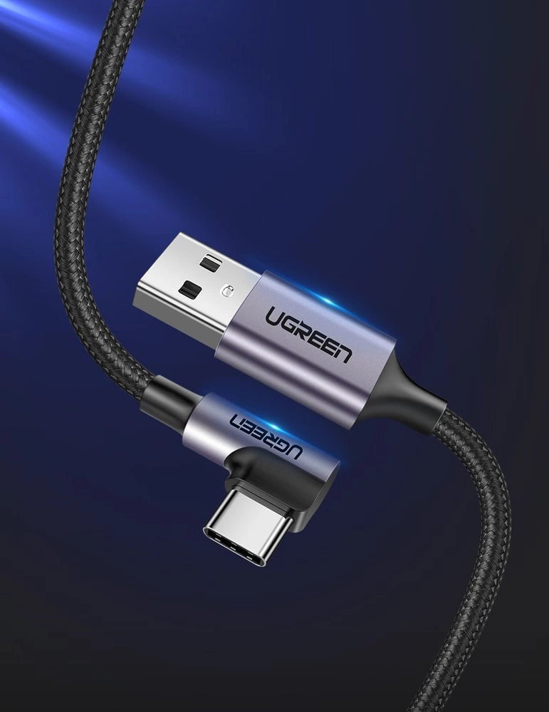 Ugreen US284 Right Angle USB-A to USB-C Cable 2m (Space Gray)-50942 - Image 3