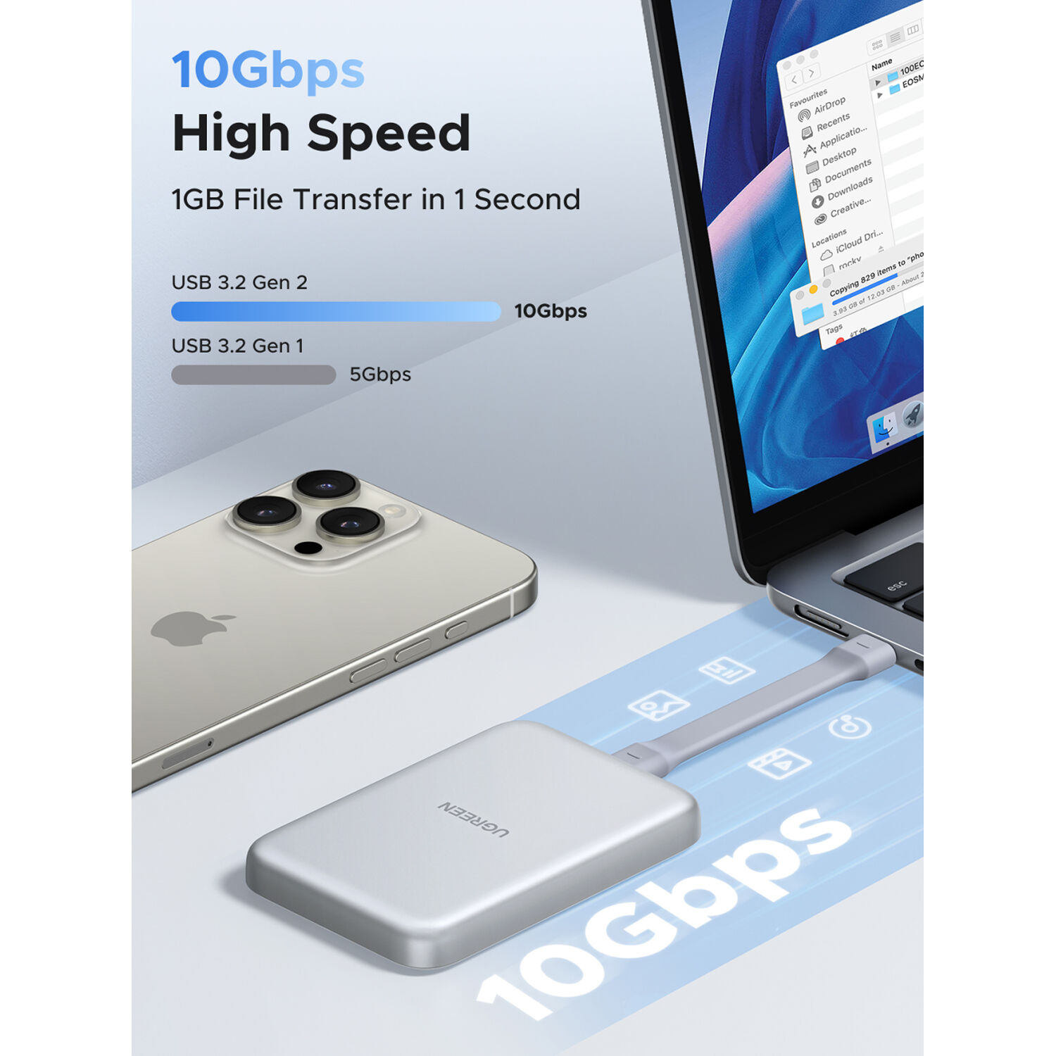 UGREEN D619 Magnetic M.2 NVMe SSD Enclosure-55151 - Image 4