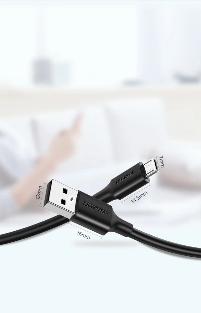 UGREEN US289 USB-A to Micro USB Cable 2A Max Black 1m-60136 - Image 3