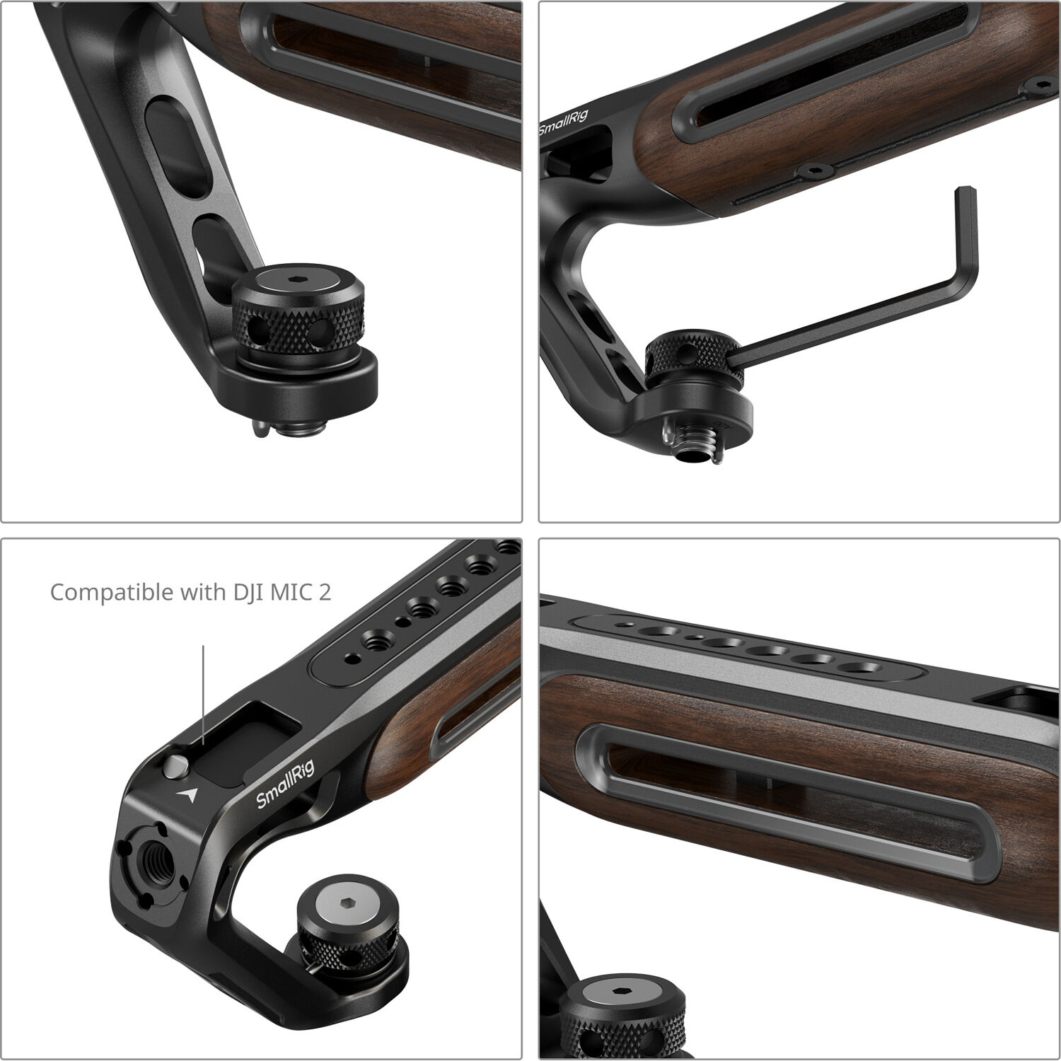 SmallRig Brand Wooden Top Handle with 1/4''-20 and ARRI 3/8''-16 Locating Screw 5252 - Image 5