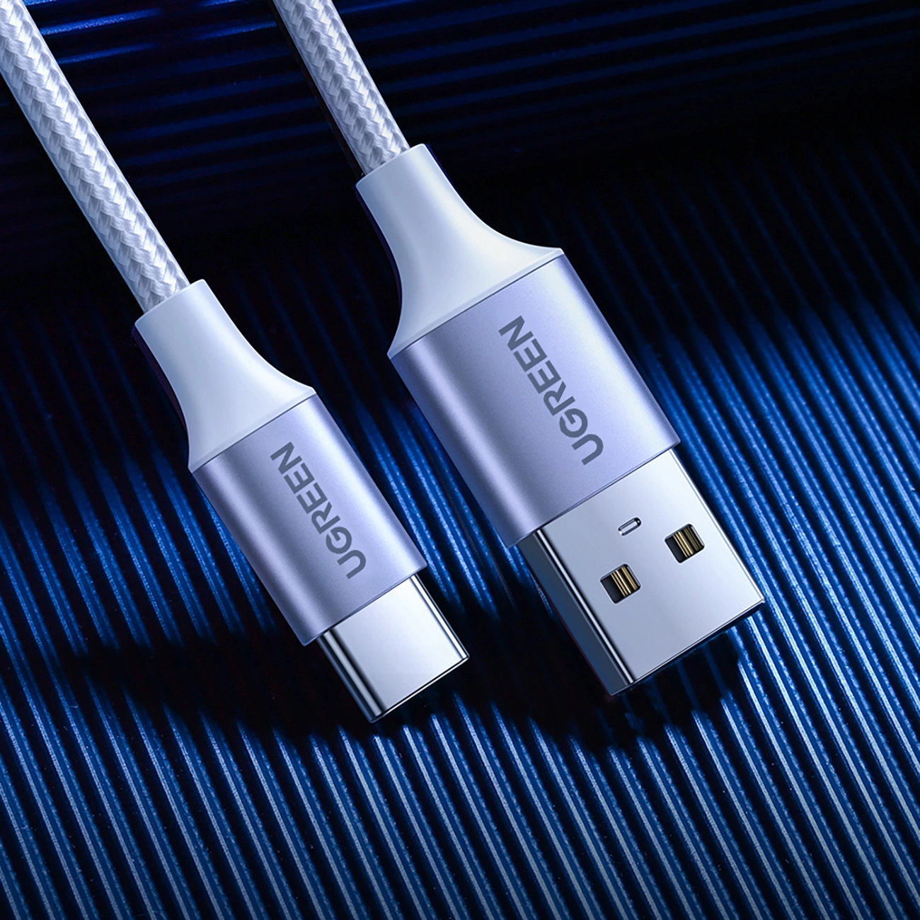 UGREEN US288 USB-A 2.0 to USB-C Cable Nickel Plating Aluminum Braid 1m (White)-60131 - Image 8