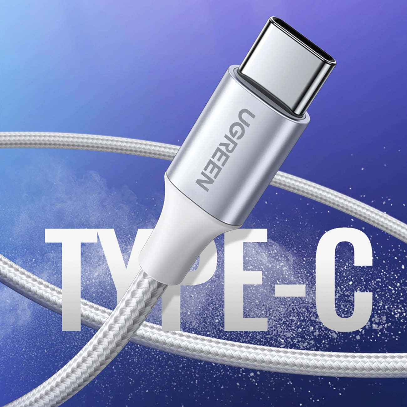 UGREEN US288 USB-A 2.0 to USB-C Cable Nickel Plating Aluminum Braid 1m (White)-60131 - Image 2