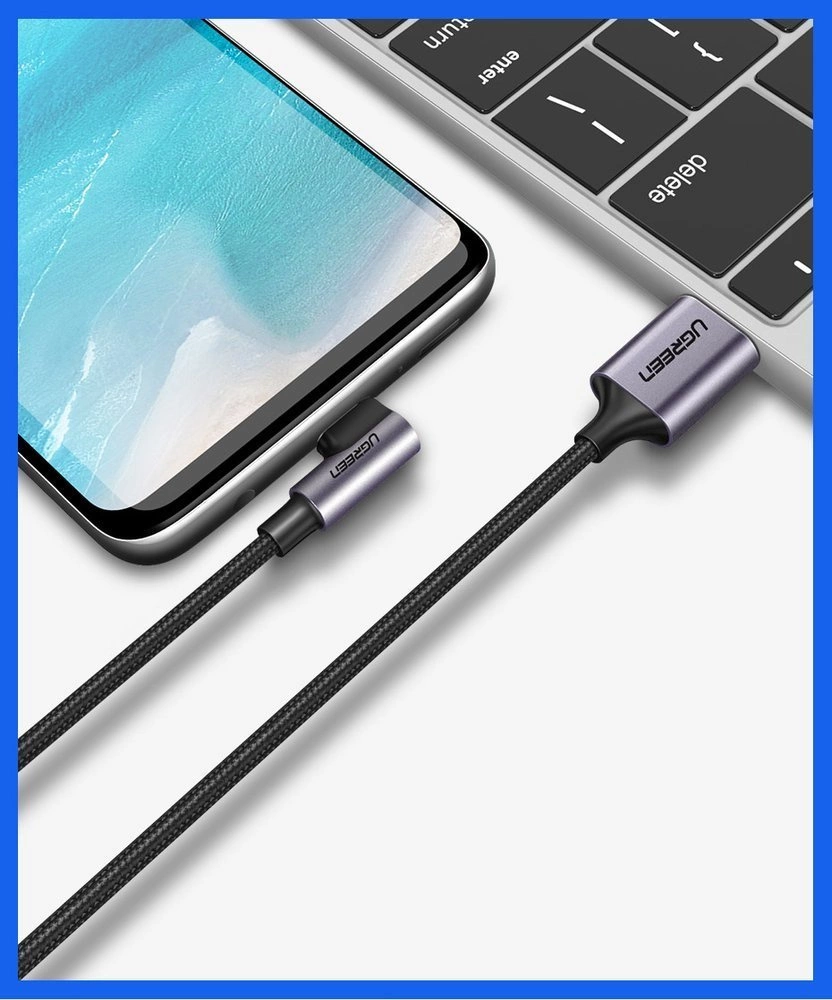 UGREEN US284 Right Angle USB-A to USB-C Cable 3m (Space Gray)-70255 - Image 5