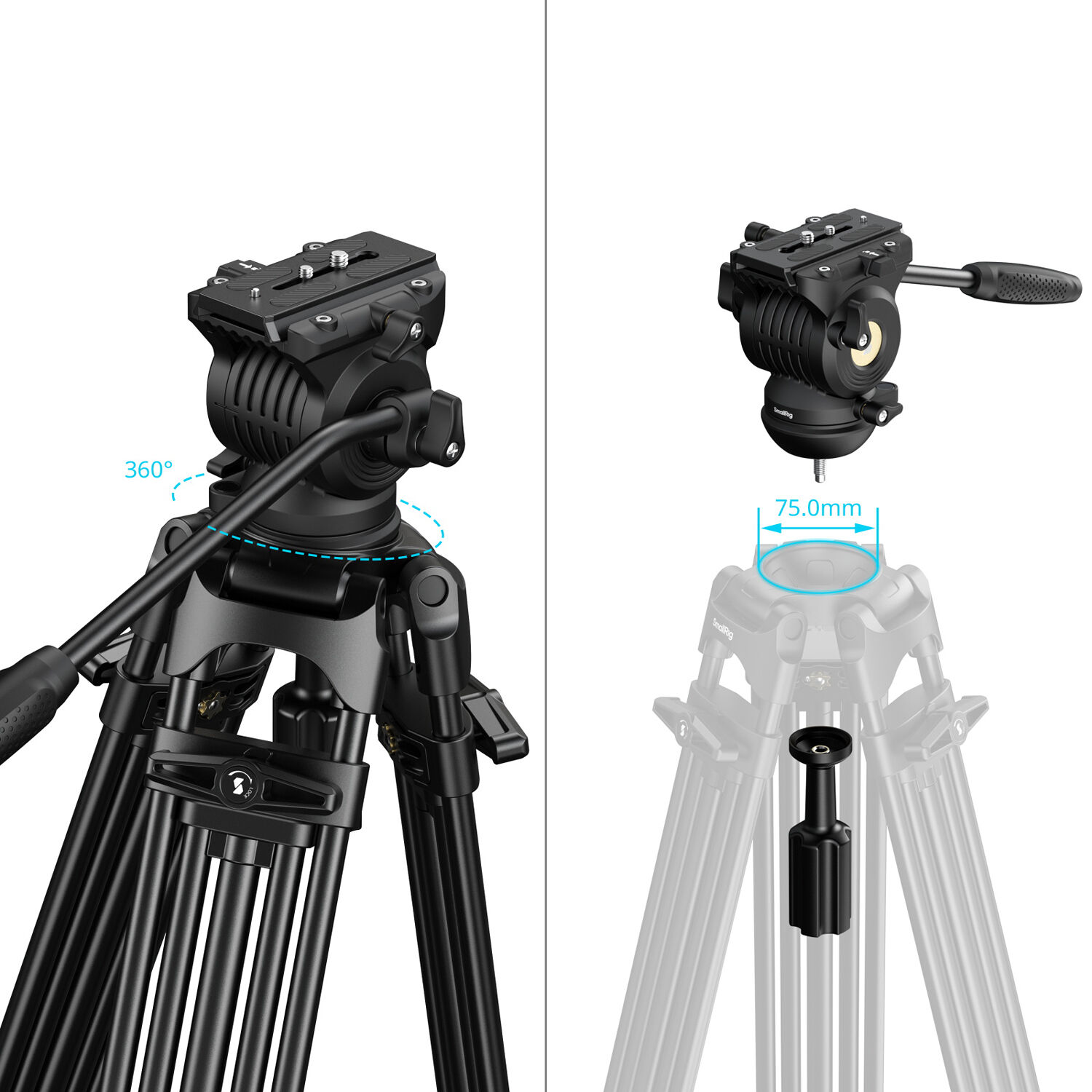 SmallRig Brand FSD14 FreeSpeed Heavy-Duty Aluminum Alloy Tripod 5442 - Image 7