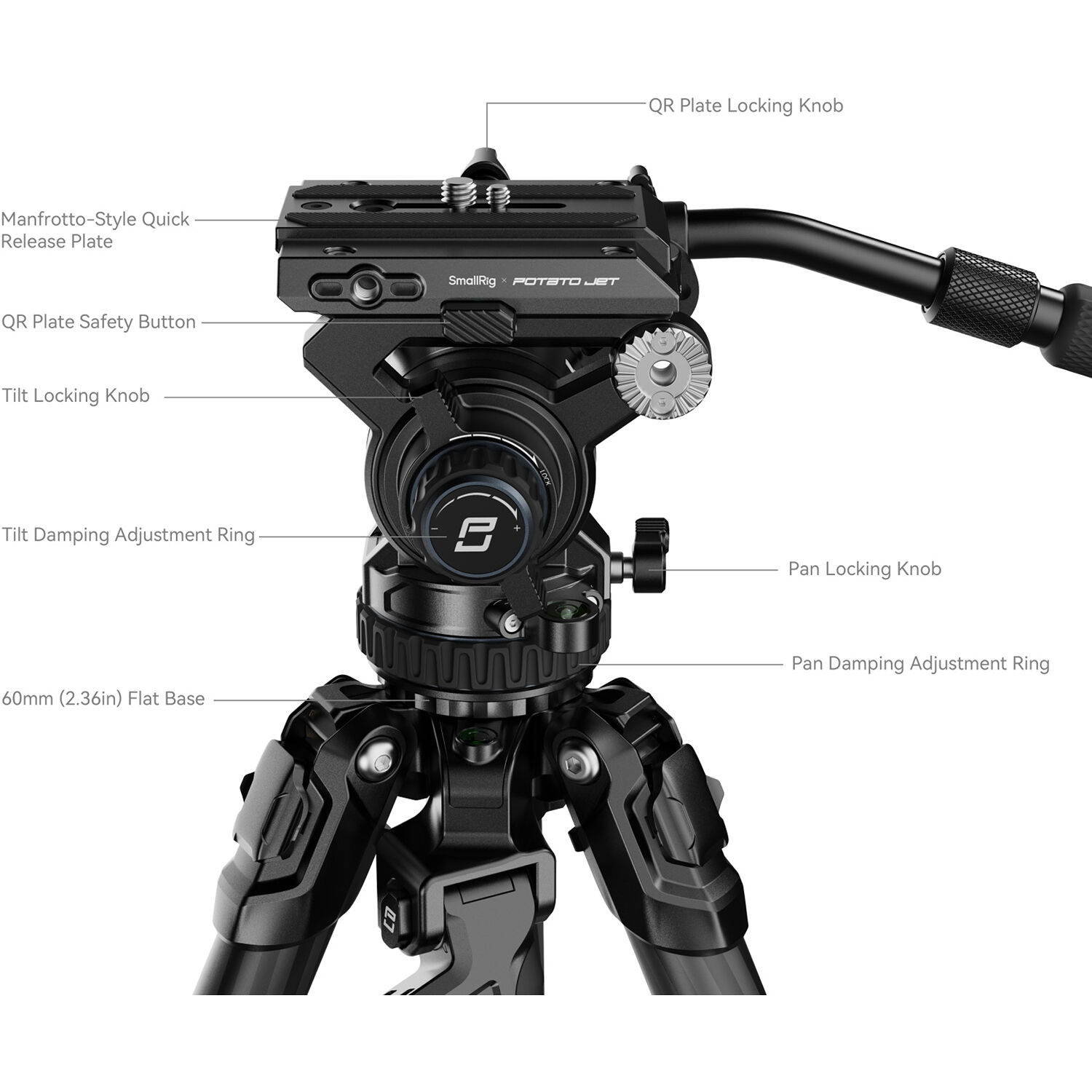 SmallRig Brand x Potato Jet TRIBEX Hydraulic Carbon Fiber Tripod Kit (Origin Series) 4259 - Image 2