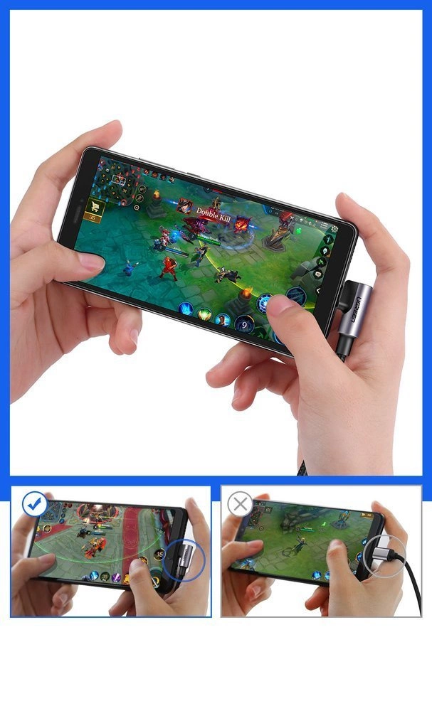 UGREEN US284 Right Angle USB-A to USB-C Cable 3m (Space Gray)-70255 - Image 3