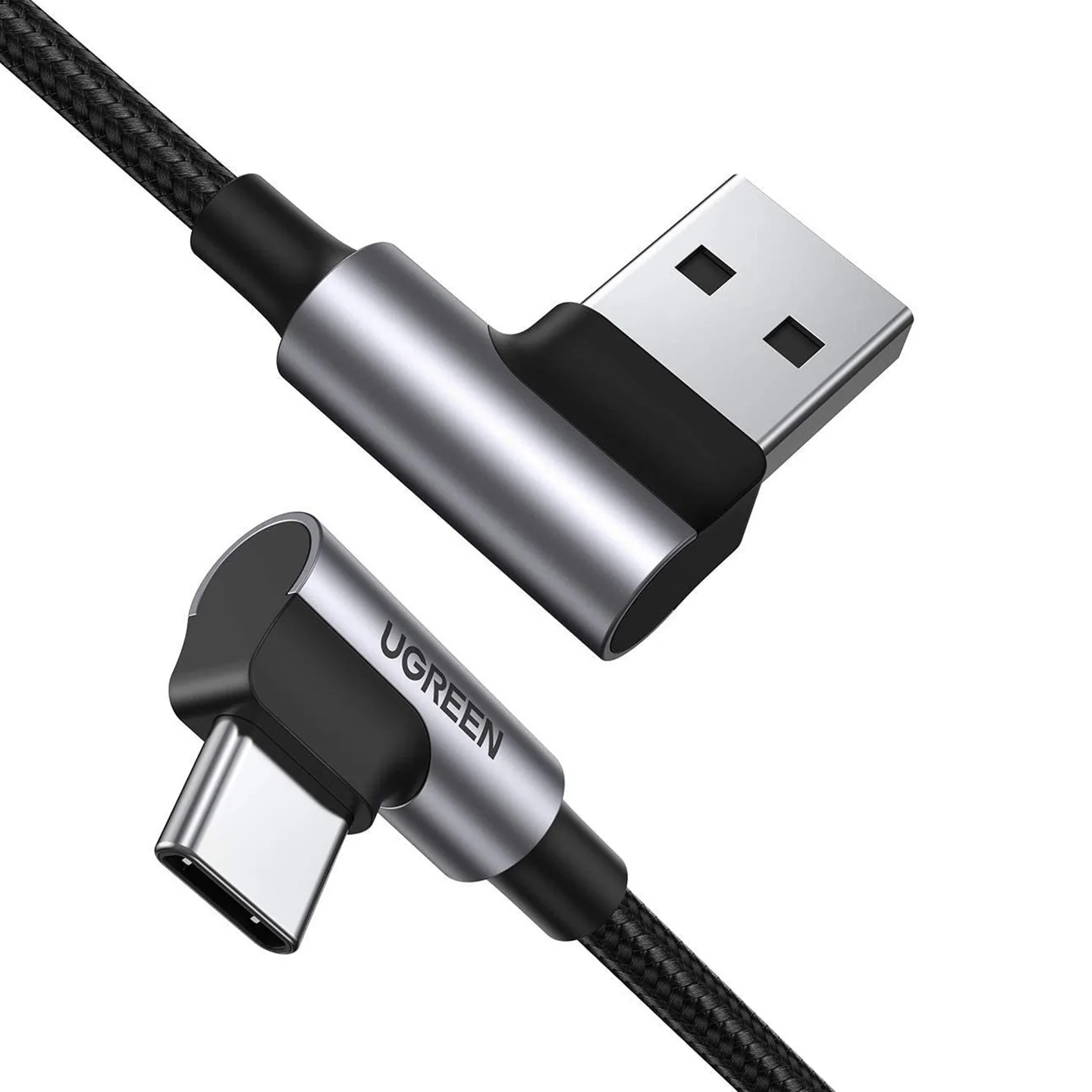 Ugreen US176 USB-A to USB-C 90 Degree Fast Charging Cable Space Gray 0.5m-20855 - Image 2