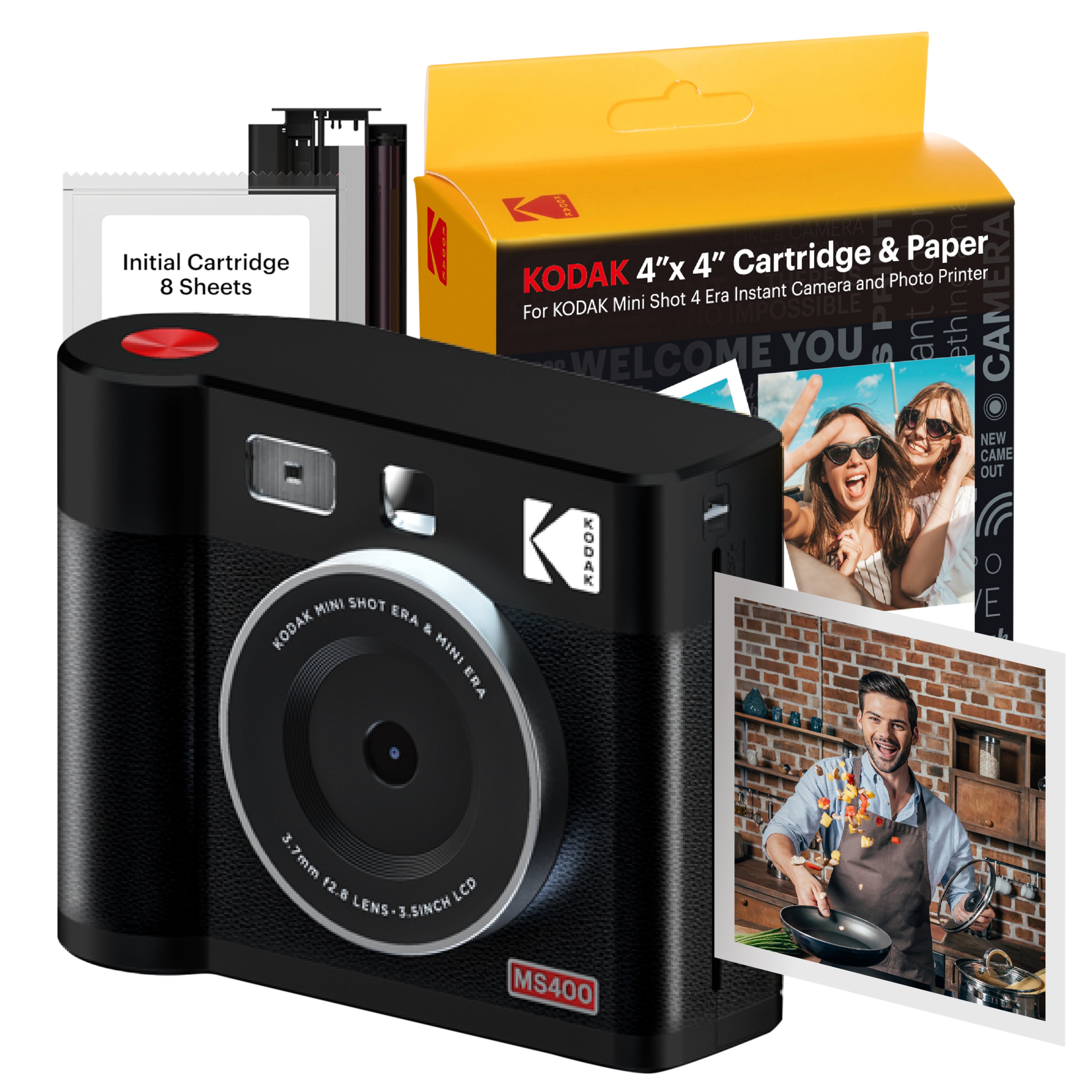 Mini Shot 4 ERA 4PASS 2-in-1 Instant Camera and Photo Printer (Initial 8 Sheets + 60 Sheets) (4" x 4") - Black - Image 1