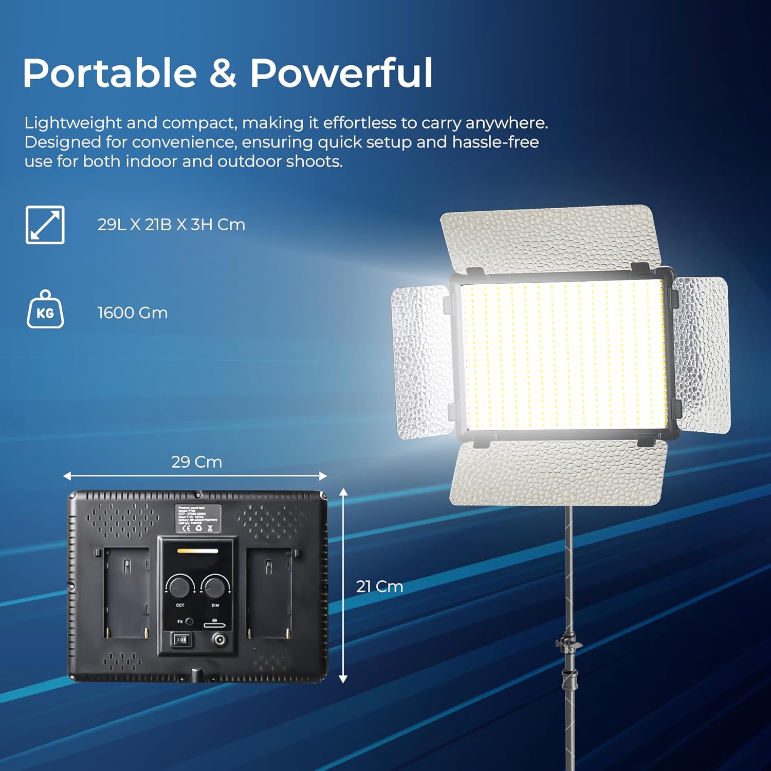 Digitek LED-D1120 55W Portable LED Video Light with Barndoor | The ...