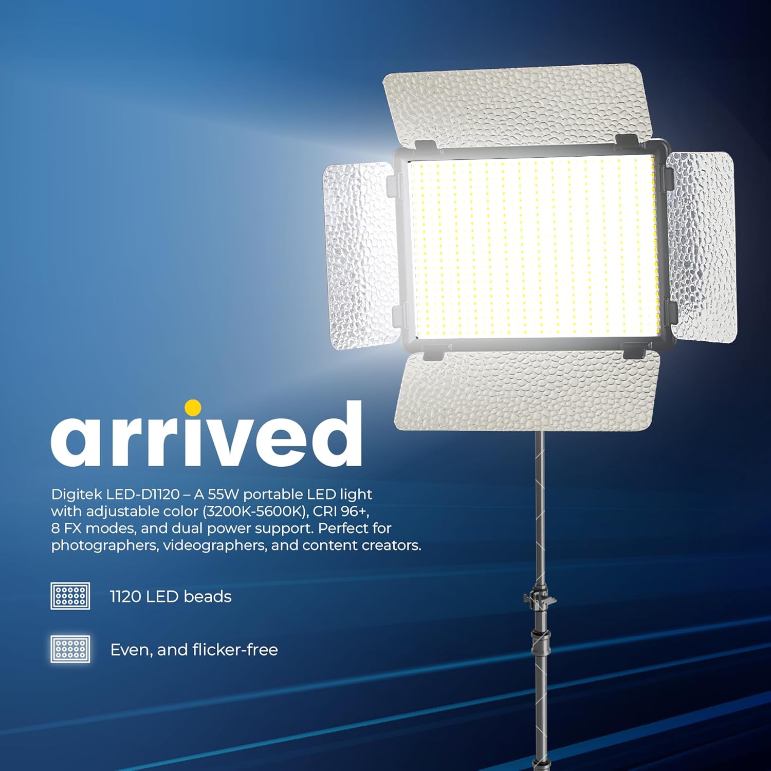 Digitek LED-D1120 55W Portable LED Video Light with Barndoor | The ...