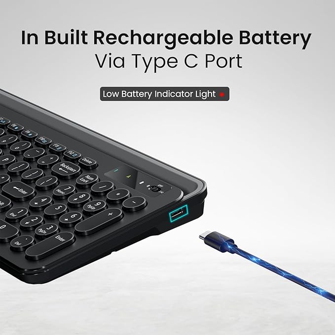 Portronics Bubble 3.0 Wireless Keyboard with Bluetooth + 2.4 GHz USB Receiver, Rechargeable Battery, Dual Height Adjustment - Image 2