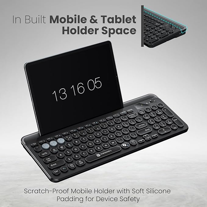 Portronics Bubble 3.0 Wireless Keyboard with Bluetooth + 2.4 GHz USB Receiver, Rechargeable Battery, Dual Height Adjustment - Image 4