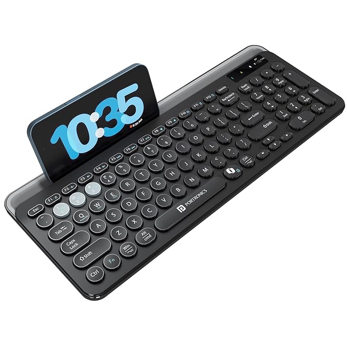 Portronics Bubble 3.0 Wireless Keyboard with Bluetooth + 2.4 GHz USB Receiver, Rechargeable Battery, Dual Height Adjustment - Image 1