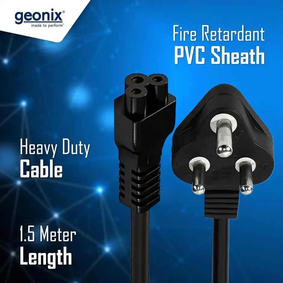Geonix1.5 Meter Laptop Power Cable (Black) - Image 1