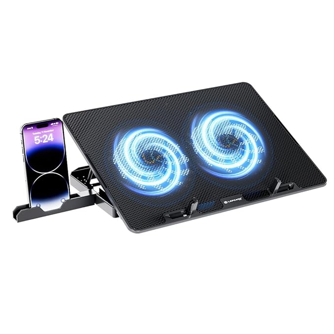 Lapcare Chillmate Powerful Laptop Cooler Pad with Dual 125mm Fans, Silent Operation Noiseless Fan, Dual USB Ports, 5 Step Retractable Stand - Image 1