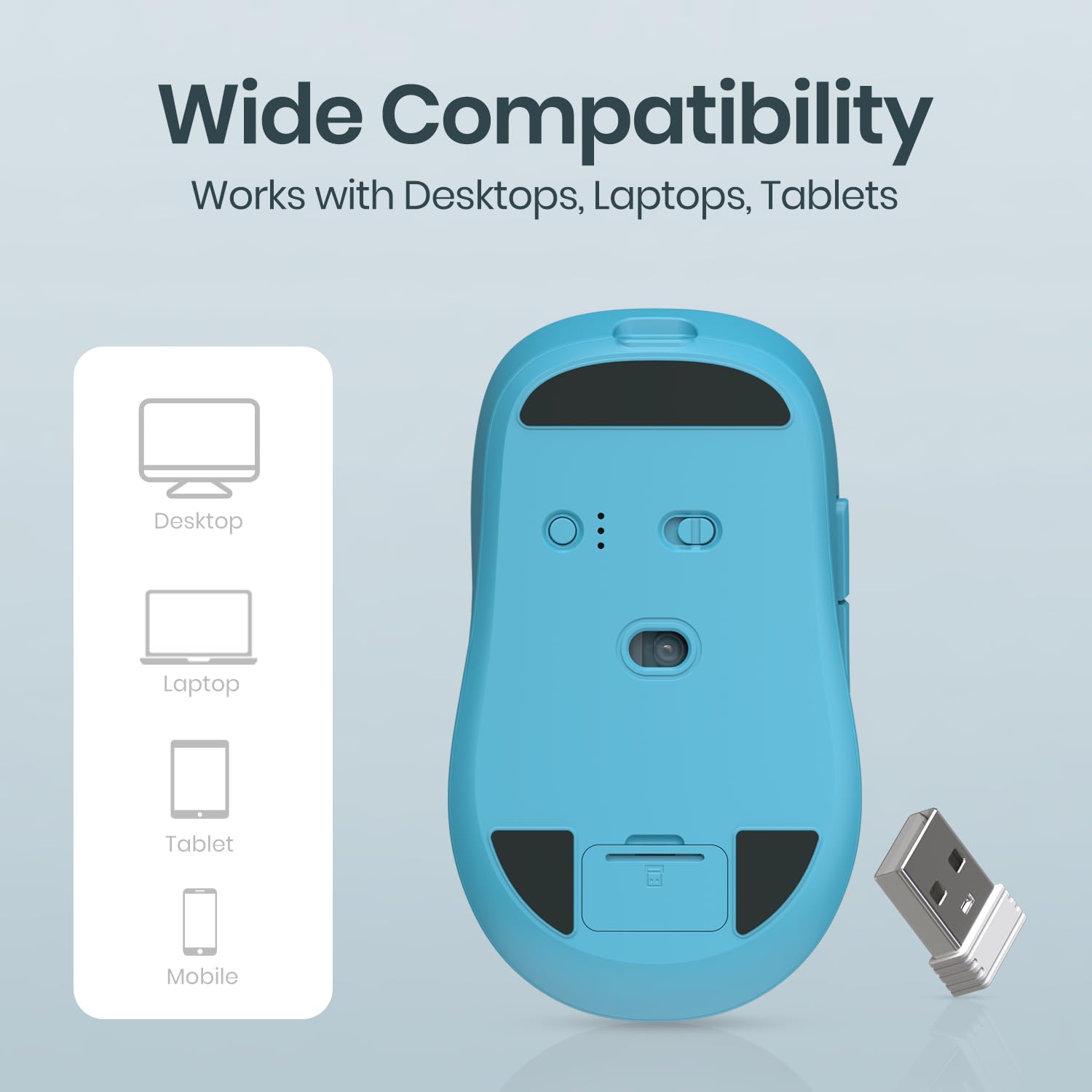 Portronics Toad 9 Wireless Bluetooth Mouse with Dual Wireless (BT + 2.4 GHz), Smart LED Display, Rechargeable Battery Upto 4800 Dpi Sensitivity(Blue) Portronics Toad 9 Wireless Bluetooth Mouse with Dual Wireless (BT + 2.4 GHz), Smart LED Display, Rechargeable Battery Upto 4800 Dpi Sensitivity(Blue) - Image 4