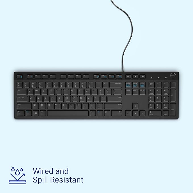 Dell KB216 Wired Multimedia Keyboard - Full-Size Layout with USB Interface, Chiclet Keys, Spill Resistance with 3 Indicator Lights| Plug and Play - Image 2