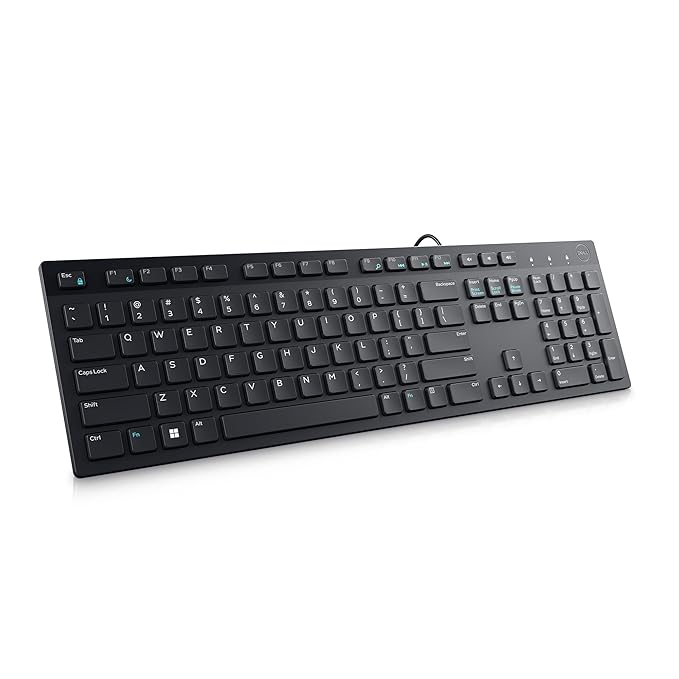 Dell KB216 Wired Multimedia Keyboard - Full-Size Layout with USB Interface, Chiclet Keys, Spill Resistance with 3 Indicator Lights| Plug and Play - Image 1