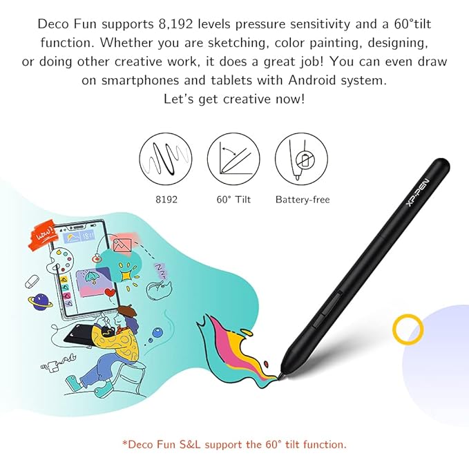XPPen Deco Fun lpen tablet Teaching, Animation, VFX & Design Beginners, Supports Windows/Mac/Linux/Android  Colour BLACK - Image 4