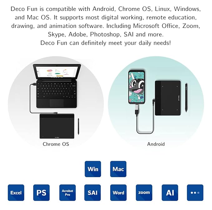 XPPen Deco Fun lpen tablet Teaching, Animation, VFX & Design Beginners, Supports Windows/Mac/Linux/Android  Colour BLACK - Image 2