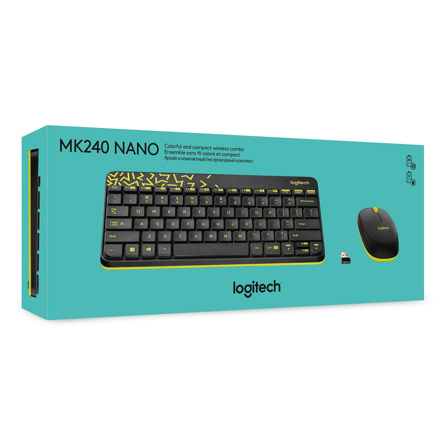 Logitech MK240 Nano Wireless USB Keyboard and Mouse Set, 12 Function Keys 2.4GHz Wireless, 1000DPI, Spill-Resistant Design, PC/Mac, Black Logitech MK240 Nano Wireless USB Keyboard and Mouse Set, 12 Function Keys 2.4GHz Wireless, 1000DPI, Spill-Resistant Design, PC/Mac, Black - Image 3