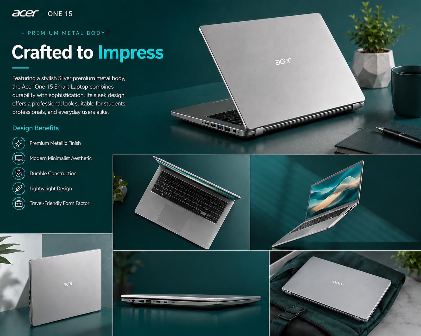 Acer One 15 Laptop (AO15-41M-G2) | AMD Ryzen 3 7320U Processor | 8GB LPDDR5 RAM | 512GB NVMe SSD 15.6" Full HD IPS Display HD Webcam - Image 5