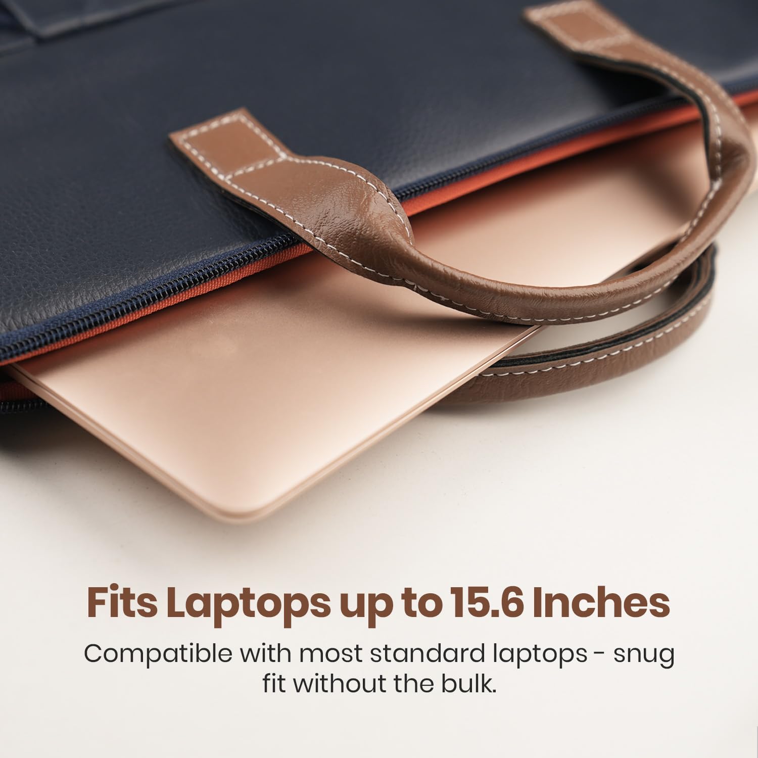 Portronics Encase 104  Laptops, PU Leather Office Bag with Trolley Strap  with Handle & Accessory Pockets, Office Laptop Bag/Case/Cover (Blue) - Image 3