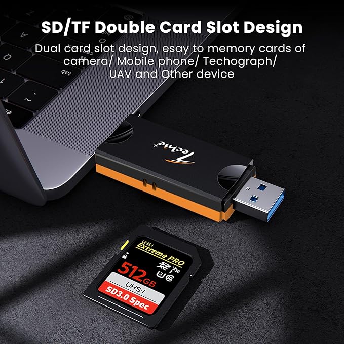 Techie 2 in 1 USB A and USB C Card Reader with SD and Micro SD Slots, Fast Data Transfer, Plug and Play for Laptop, MacBook, iPad Pro, Tablet, Camera Techie 2 in 1 USB A and USB C Card Reader with SD and Micro SD Slots, Fast Data Transfer, Plug and Play for Laptop, MacBook, iPad Pro, Tablet, Camera - Image 2