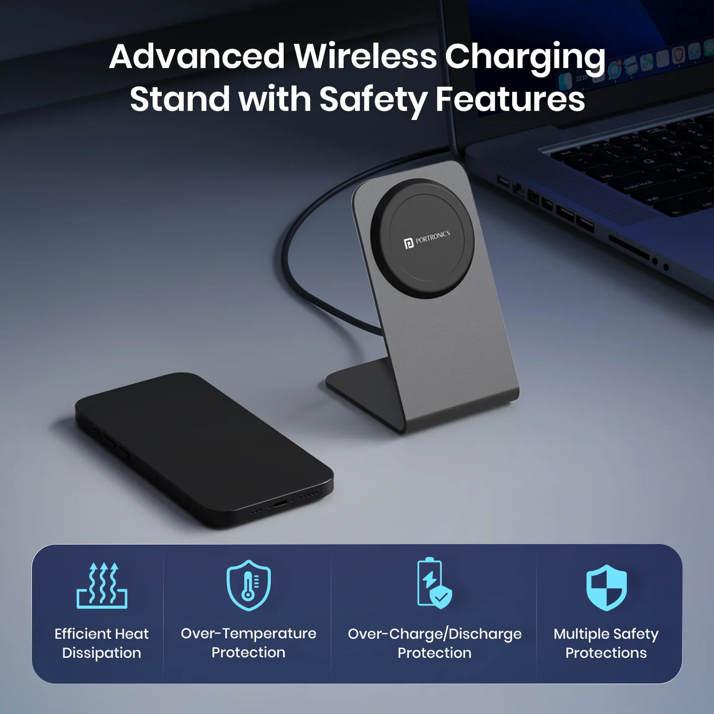 Portronics Flux 2 15W Qi2 Certified Fast Charging Wireless Charger, MagSafe Compatible, Best for 16/16 Plus/16 Pro/16 Pro Max, iPhone  (Black) - Image 4