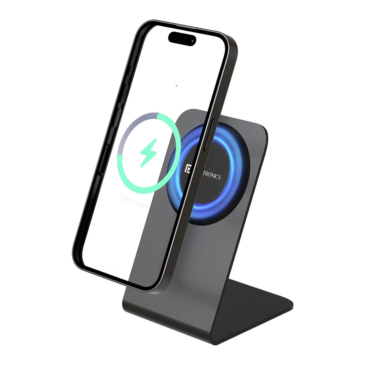 Portronics Flux 2 15W Qi2 Certified Fast Charging Wireless Charger, MagSafe Compatible, Best for 16/16 Plus/16 Pro/16 Pro Max, iPhone  (Black) - Image 1