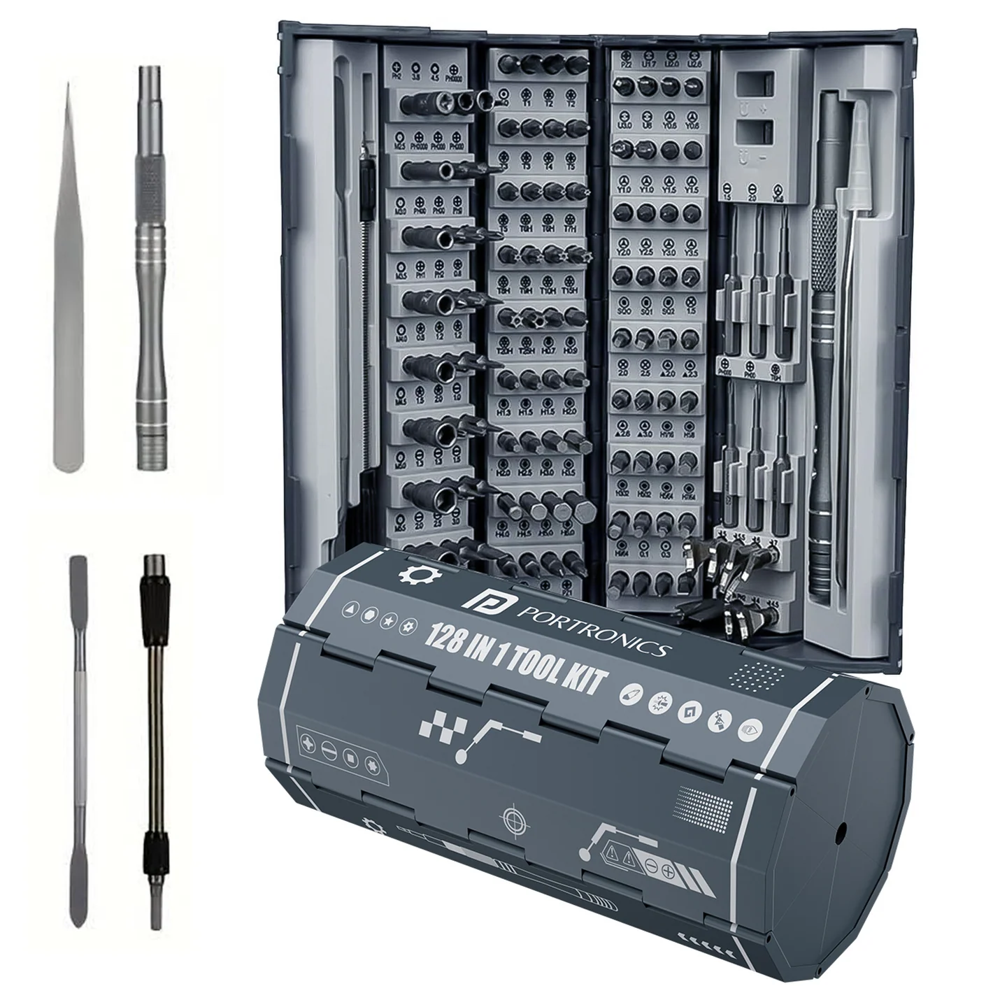 Portronics Bit Box 2, 128-in-1 Screwdriver Kit Magnetic Handle for Laptop,Mobile, Car& Electronics Repair - Image 1