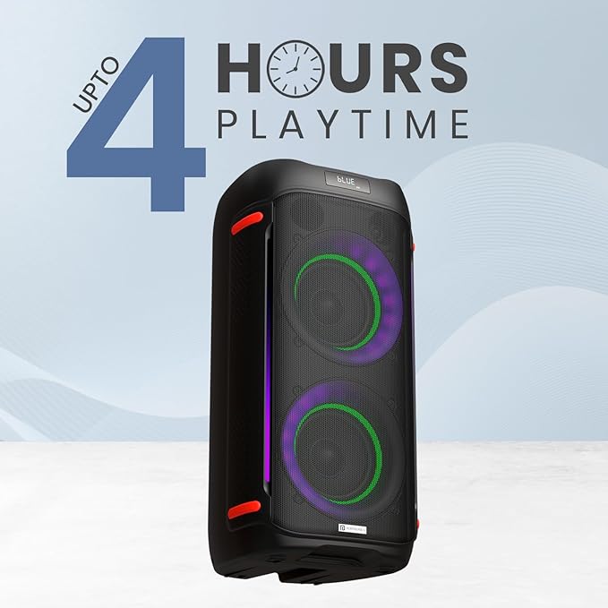 Portronics Iron Beats IV 250W Party Speaker with Dual 6" Subwoofer, Upto 4 HoursPlaytime, RGB LED Lights, Wireless Echo Control, Remote Control(Black) - Image 2