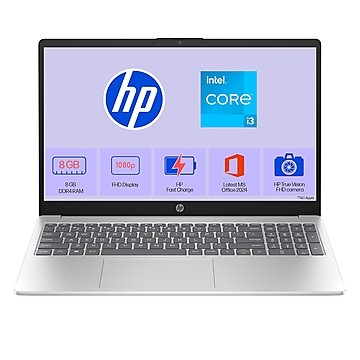 HP 15, 13th Gen Intel Core i3-1315U (8GB DDR4, 512GB SSD)Win11, M365* Office24, Silver, 1.59kg,UHD Graphics Laptop - Image 1