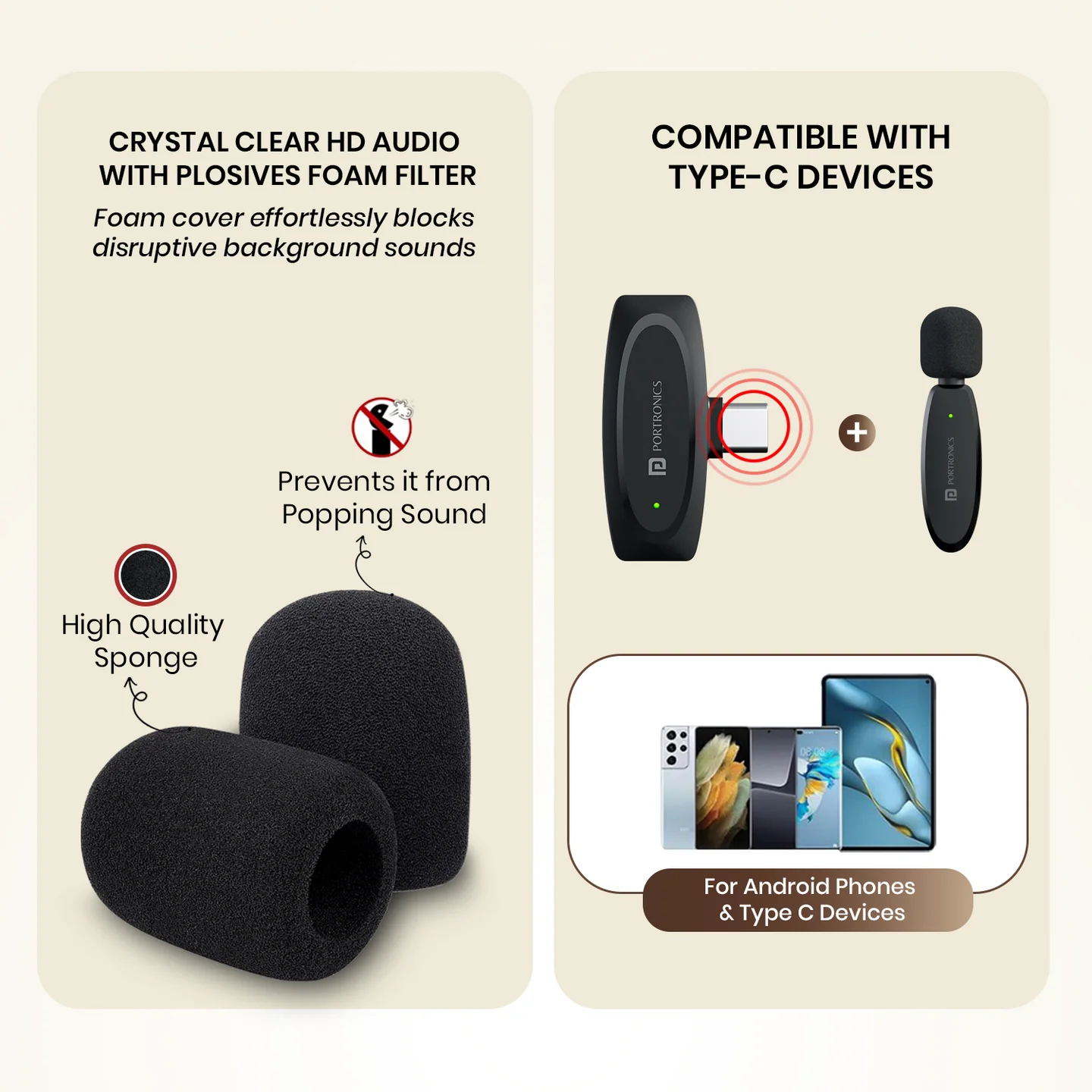Portronics Dash 7 Ai Omnidirectional Type C Wireless Microphone, Ai Enabled Noise Lapel Wireless Mic for Video Recording, Supports Type C (Black) Portronics Dash 7 Ai Omnidirectional Type C Wireless Microphone, Ai Enabled Noise Lapel Wireless Mic for Video Recording, Supports Type C (Black) - Image 2