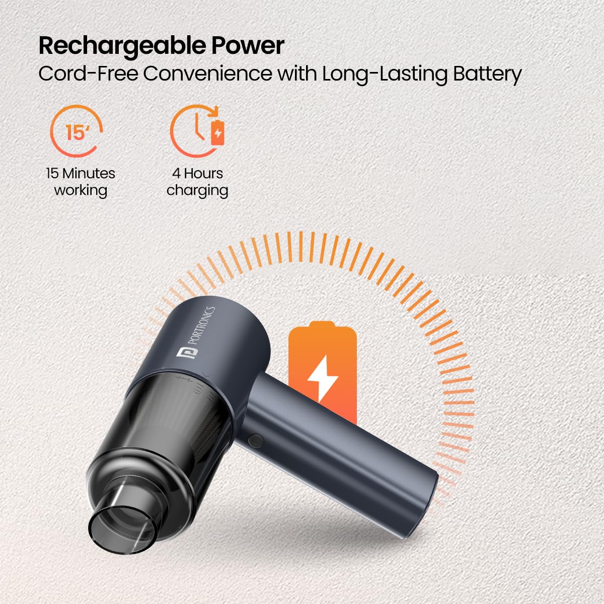 Portronics Mopcop Pro 2-in-1 Vacuum Cleaner & Air Blower DC Motor, Low Noise, for Car, Home, Appliances Cleaning - Image 4