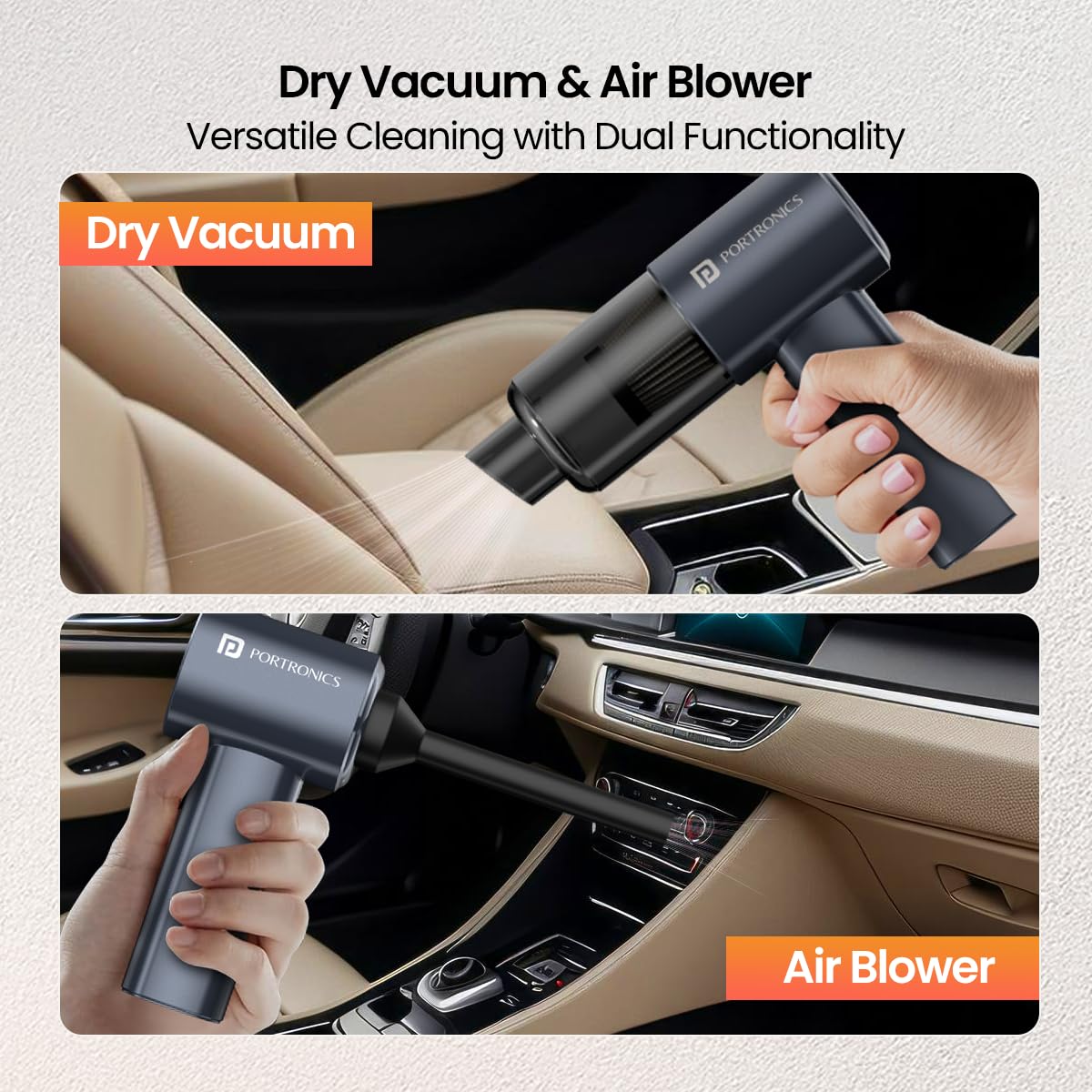 Portronics Mopcop Pro 2-in-1 Vacuum Cleaner & Air Blower DC Motor, Low Noise, for Car, Home, Appliances Cleaning - Image 6