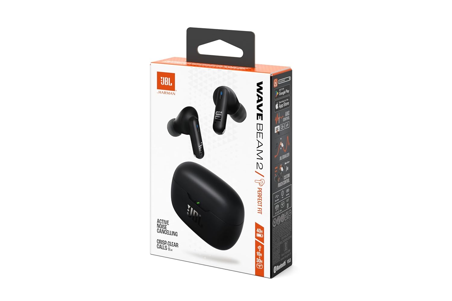 JBL Wave Beam 2 Ear Buds Wireless BluetoothV5.3, Active Noise Cancellation Earbuds 40H Playback, Fast Pair,4 Mics,IP54(Black) - Image 1