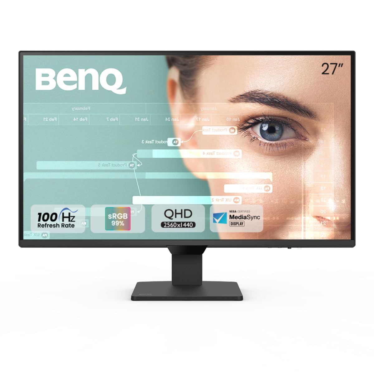BenQ GW2790Q, 27 Inch (68.58 cm), IPS, 2K QHD 2560x1440, 100Hz, Black, 99% sRGB Dual HDMI, DisplayPort, Bezel-Less, Eyesafe, Wall Mountable Monitor BenQ GW2790Q, 27 Inch (68.58 cm), IPS, 2K QHD 2560x1440, 100Hz, Black, 99% sRGB Dual HDMI, DisplayPort, Bezel-Less, Eyesafe, Wall Mountable Monitor - Image 1