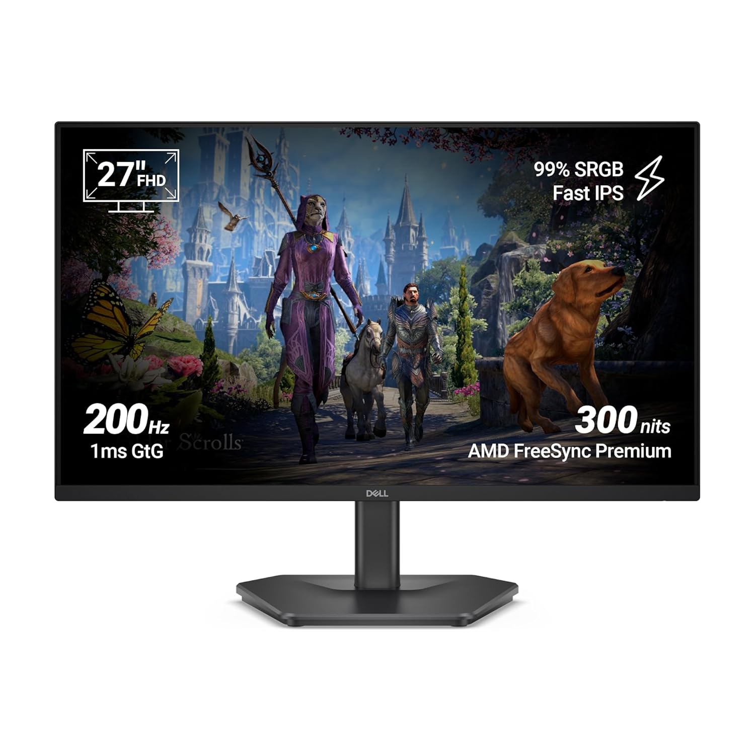Dell SE2725HG 27" FHD IPS Gaming Monitor, 200Hz  AMD FreeSync Premium, HDR 10, 300nits HDMI 2.1 TDMS(supports HDMI VRR),DP 1.4 - Image 2
