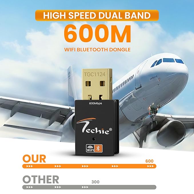 Techie USB Wi-Fi Adapter 600Mbps with Bluetooth 4.2 Dual Band USB 2.0 - Image 4