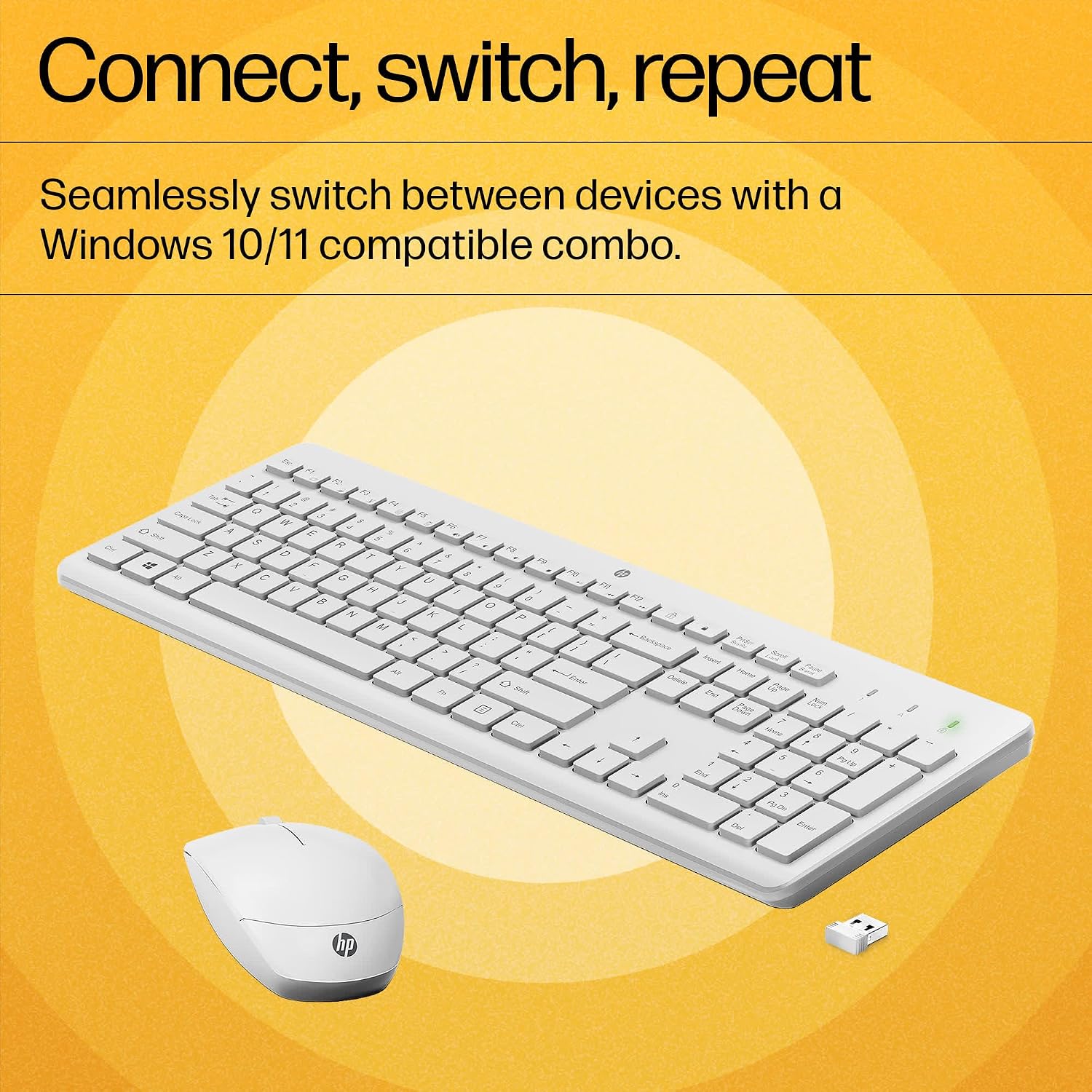 HP 230 Wireless Keyboard and Mouse Combo, 2.4GHz USB dongle, 1600 dpi, Windows PC Compatible, - Image 2