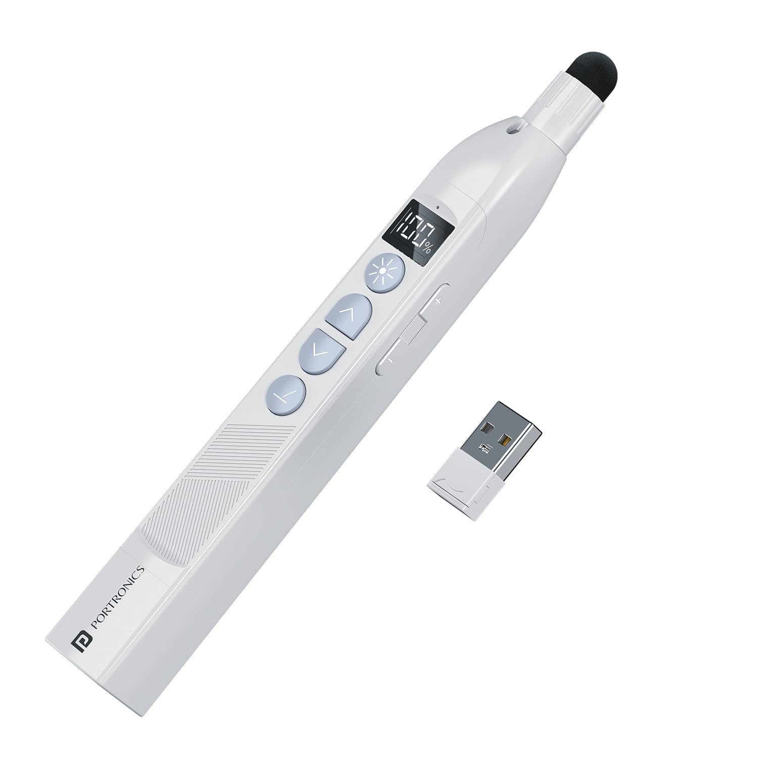 Portronics SlideMate 2 Wireless Presenter Remote with Rechargeable Battery, Slide Changer  USB Receiver Presentation Pen for Laptops & PC (White) - Image 1