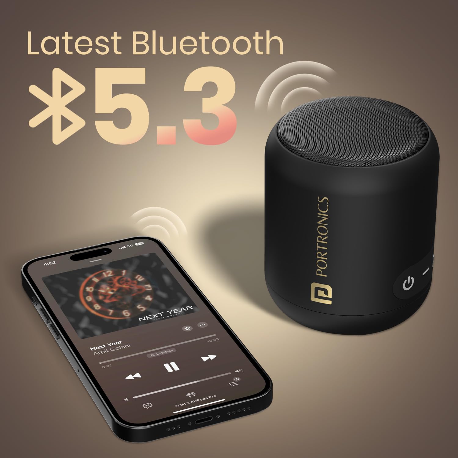 Portronics SoundDrum 1 12W TWS Portable Bluetooth Speaker with Powerful Bass, Bluetooth 5.3V, 360° Surround Sound, USB Drive (Black), - Image 2