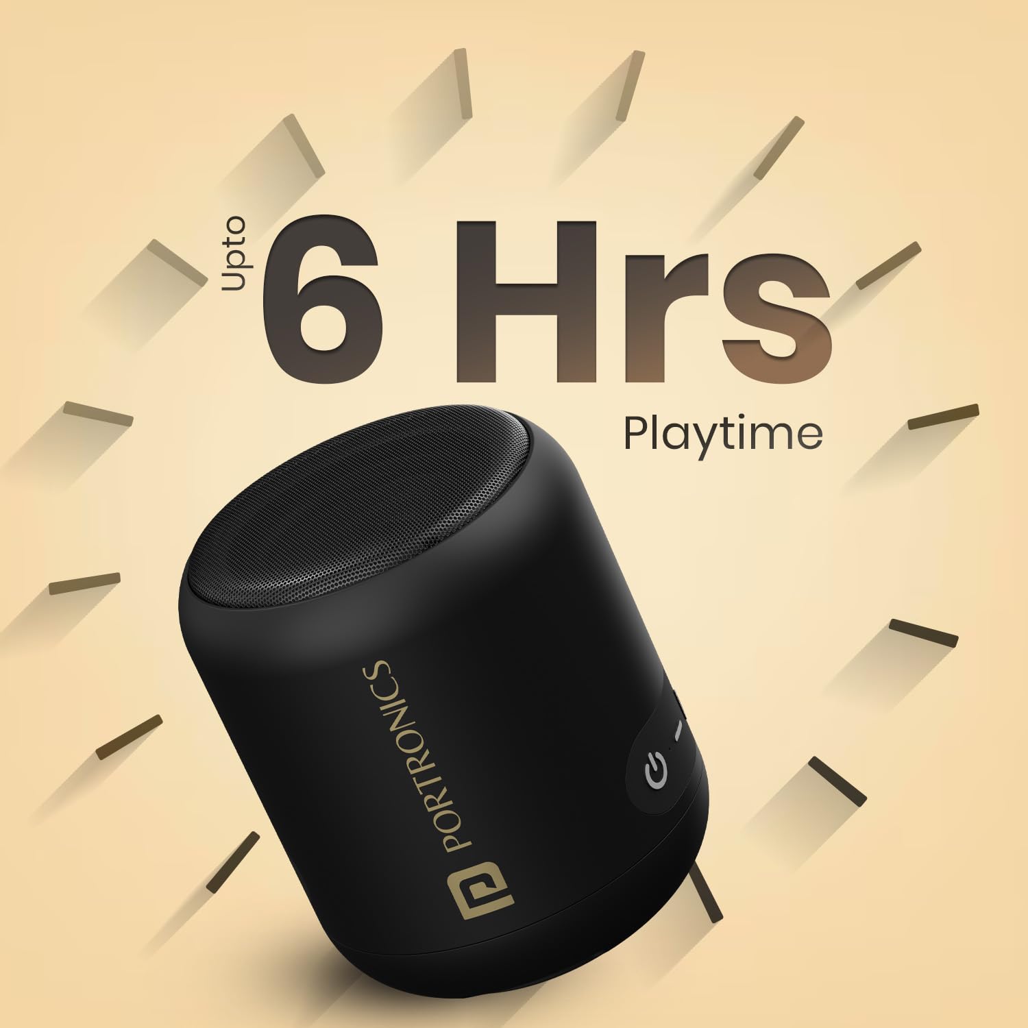 Portronics SoundDrum 1 12W TWS Portable Bluetooth Speaker with Powerful Bass, Bluetooth 5.3V, 360° Surround Sound, USB Drive (Black), - Image 4