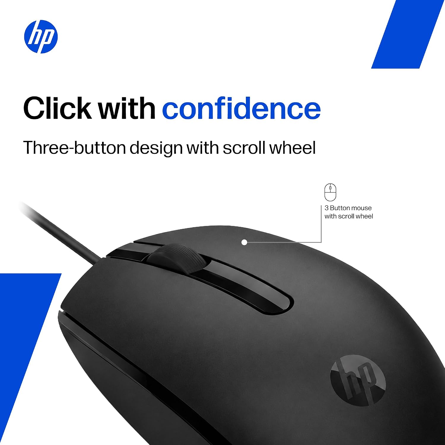 HP M10 Wired USB Mouse with 3 Buttons High Definition 1000DPI Optical Tracking and Ambidextrous Design - Image 2