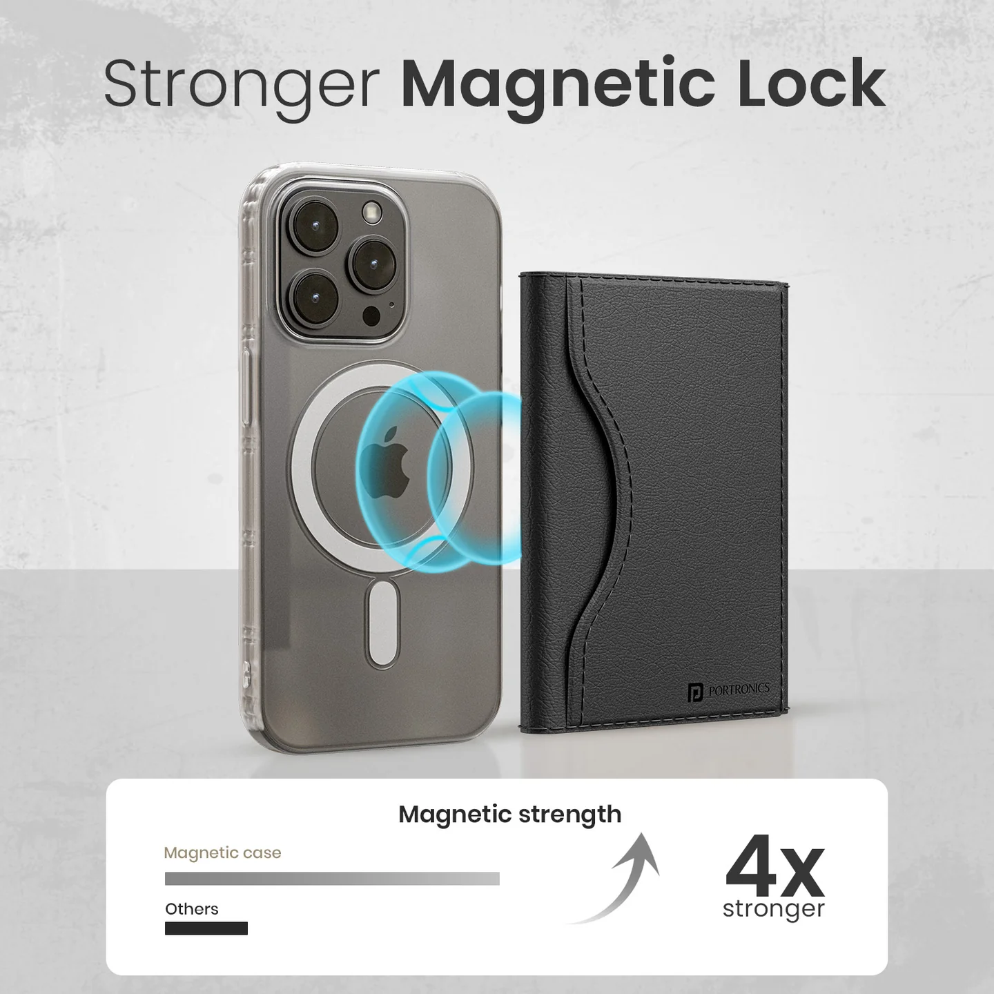 Portronics Wallet X Tri-Fold Magnetic Wallet with 6-Card Holder Compatible with iPhone 16/15/14/13/12 & Metal Ring for Non Magnetic Phone(BLACK) - Image 2